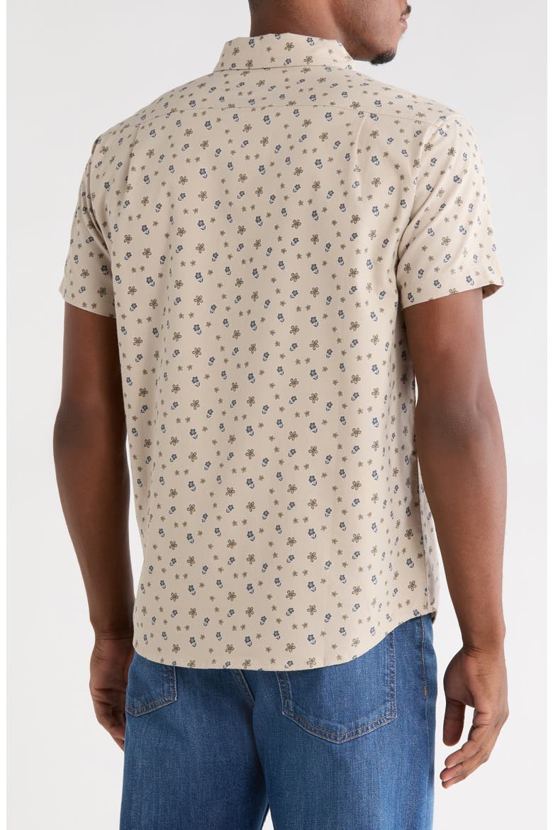 That'll Do Print Short Sleeve Button-Down Shirt, Alternate, color, LIGHT KHAKI