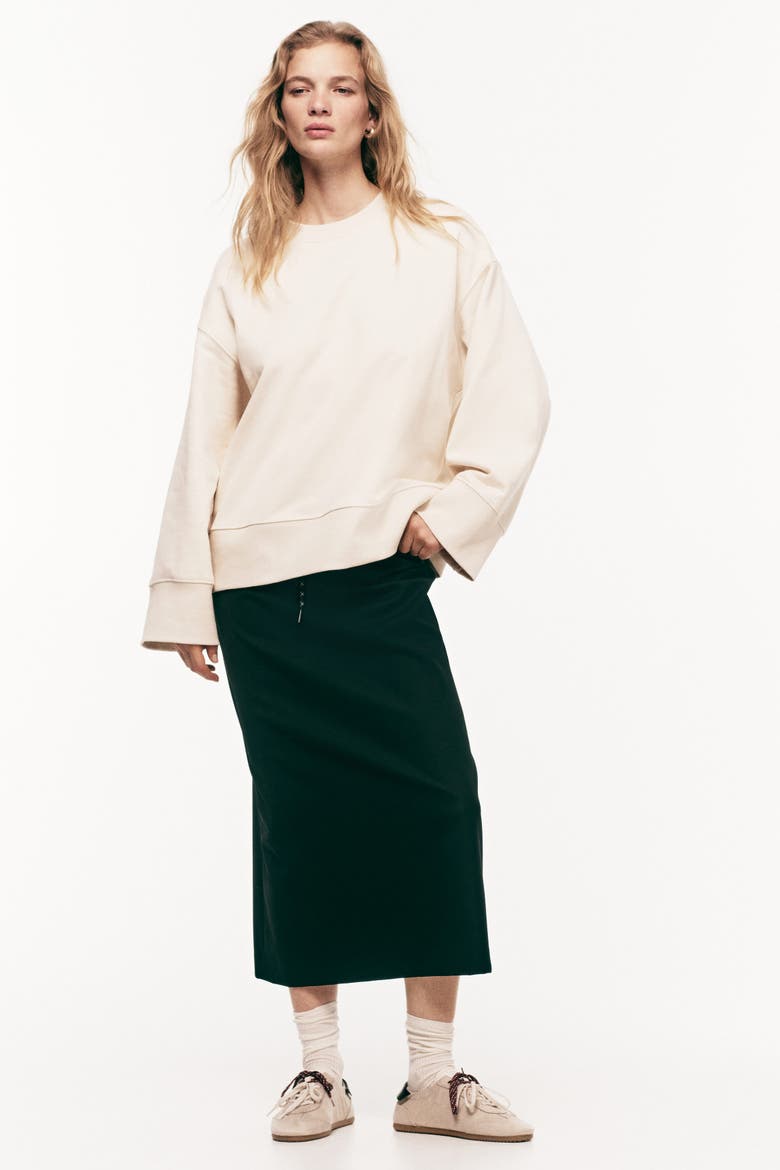Oversized Cotton Sweatshirt, Alternate, color, Light beige