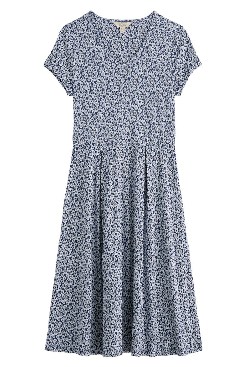 Pier View Floral Print Flare Stretch Organic Cotton Dress, Alternate, color, CORNFLOWERS DARK VOYAGE