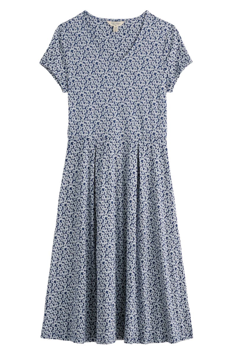 Seasalt Cornwall Pier View Floral Print Flare Stretch Organic Cotton Dress, Alternate, color, Cornflowers Dark Voyage