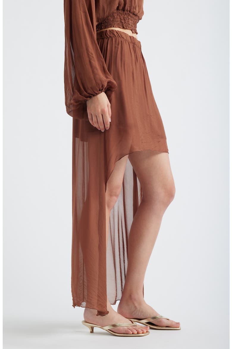 Forum Chiffon High-Low Skirt, Alternate, color, BROWN