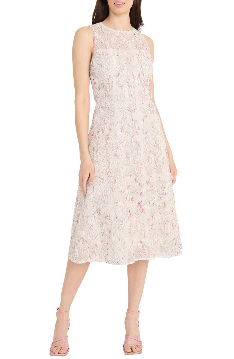 Maggy London Embroidered A-Line Midi Dress, Main, color, 