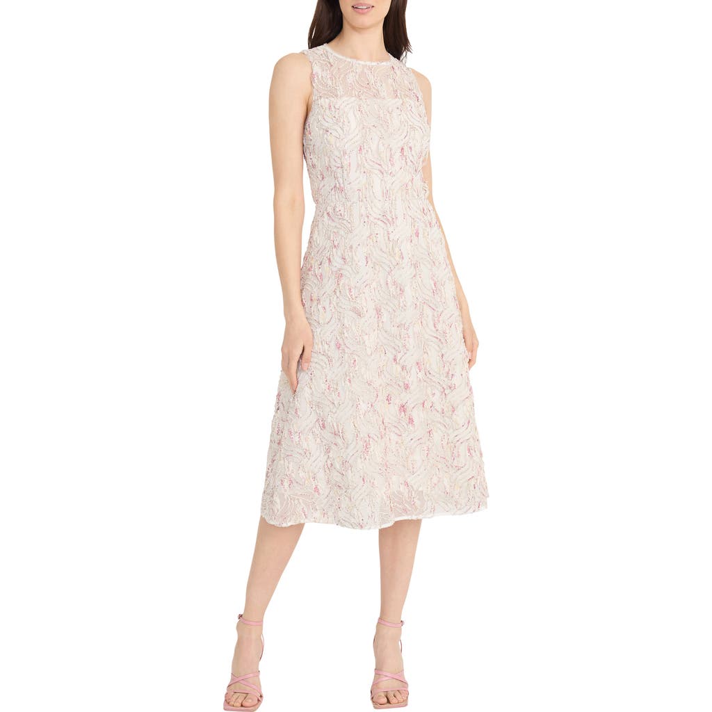 Maggy London Embroidered A-line Midi Dress
