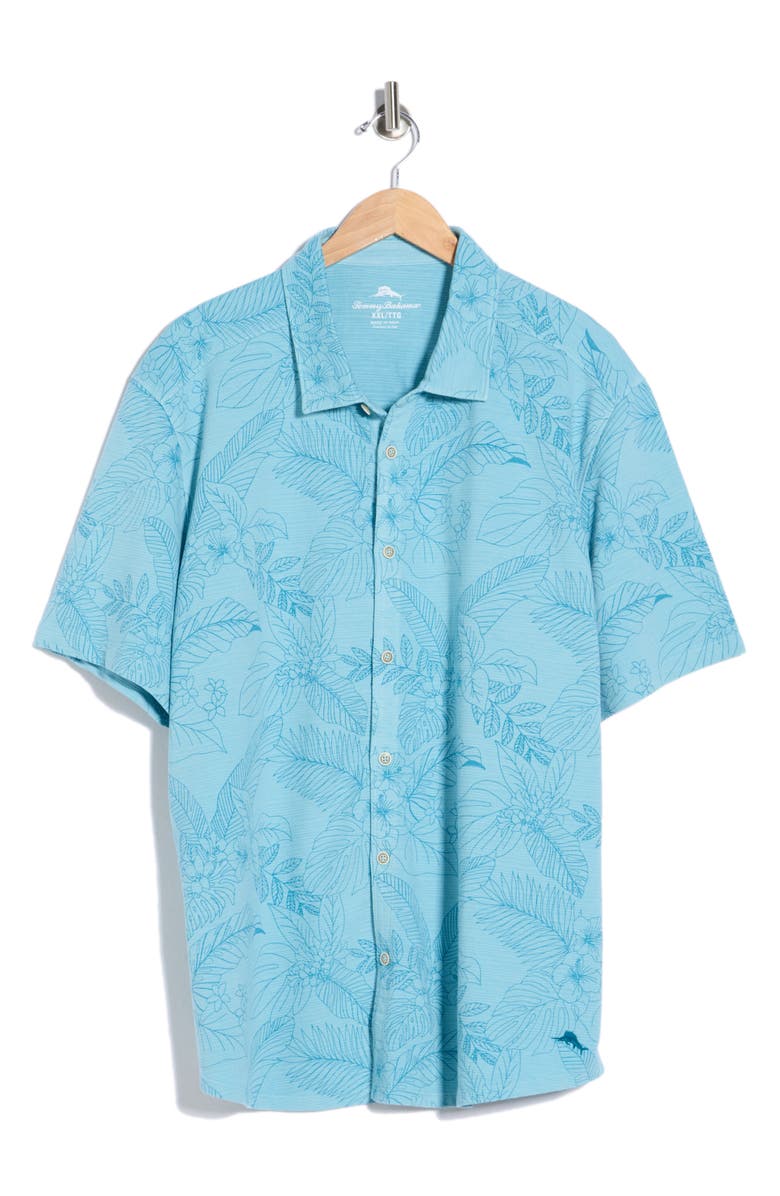 Tommy Bahama Floral Short Sleeve Button-Up Shirt, Main, color, Milky Blue