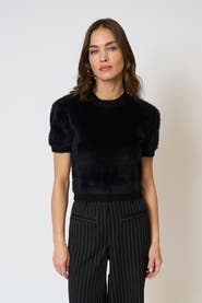 Central Park West Roman Eyelash Tee With Shoulder Pads