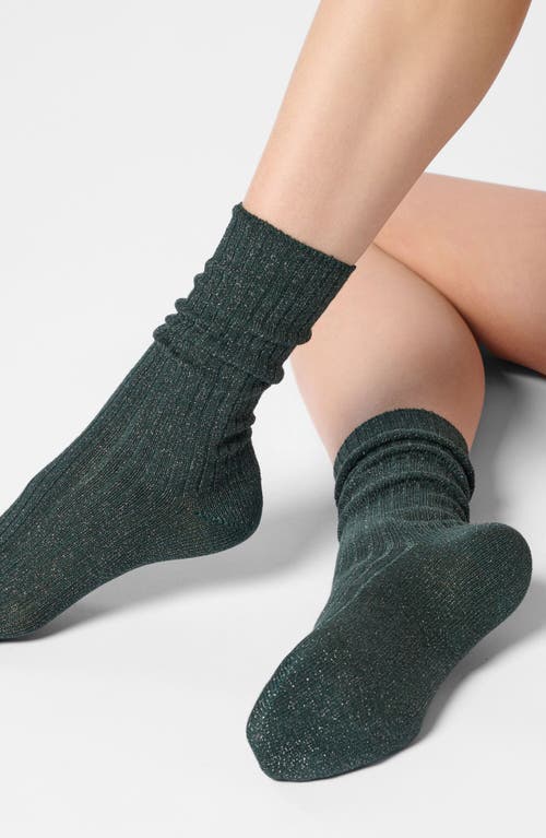 Oroblu Diamond Rib Crew Socks In Green