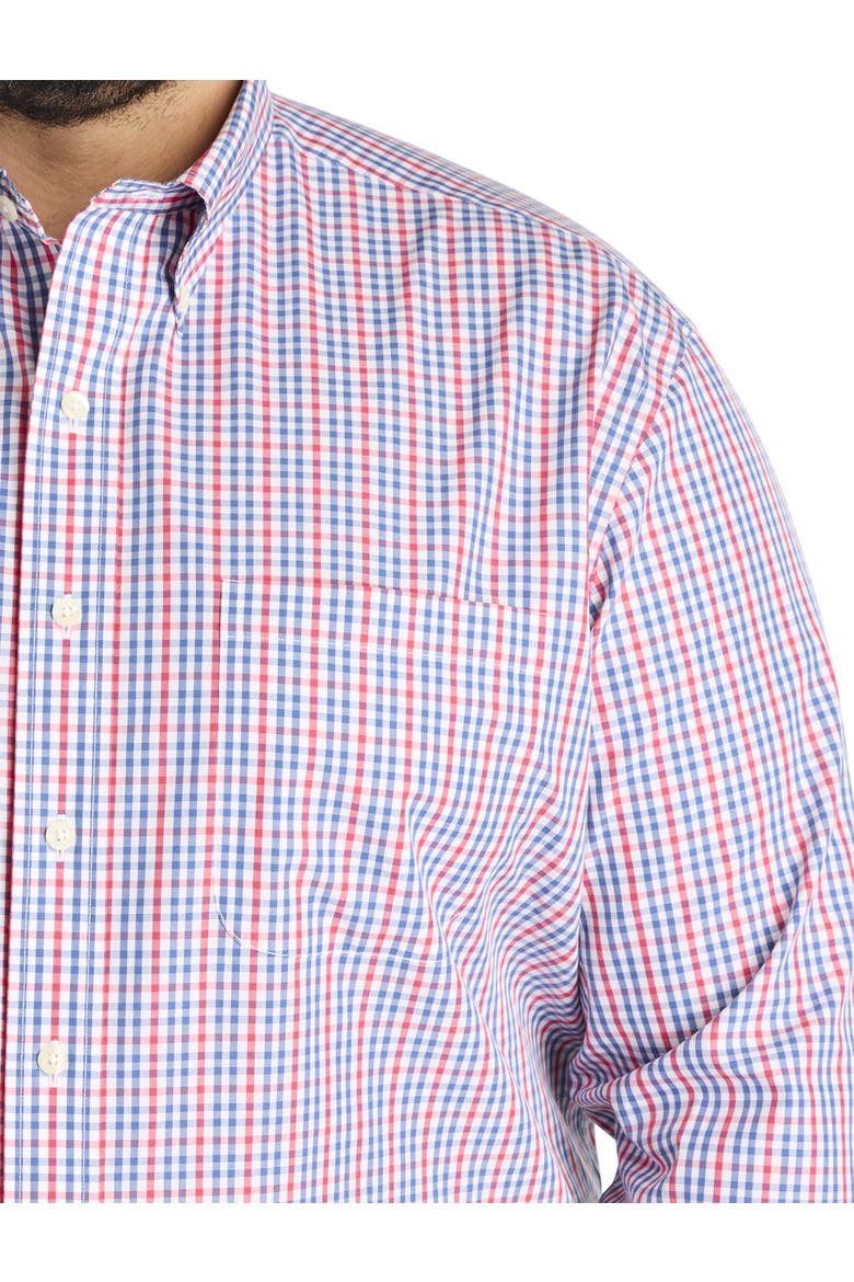 Big & Tall Non-Iron Multi Gingham Sport Shirt, Alternate, color, NAVY RED