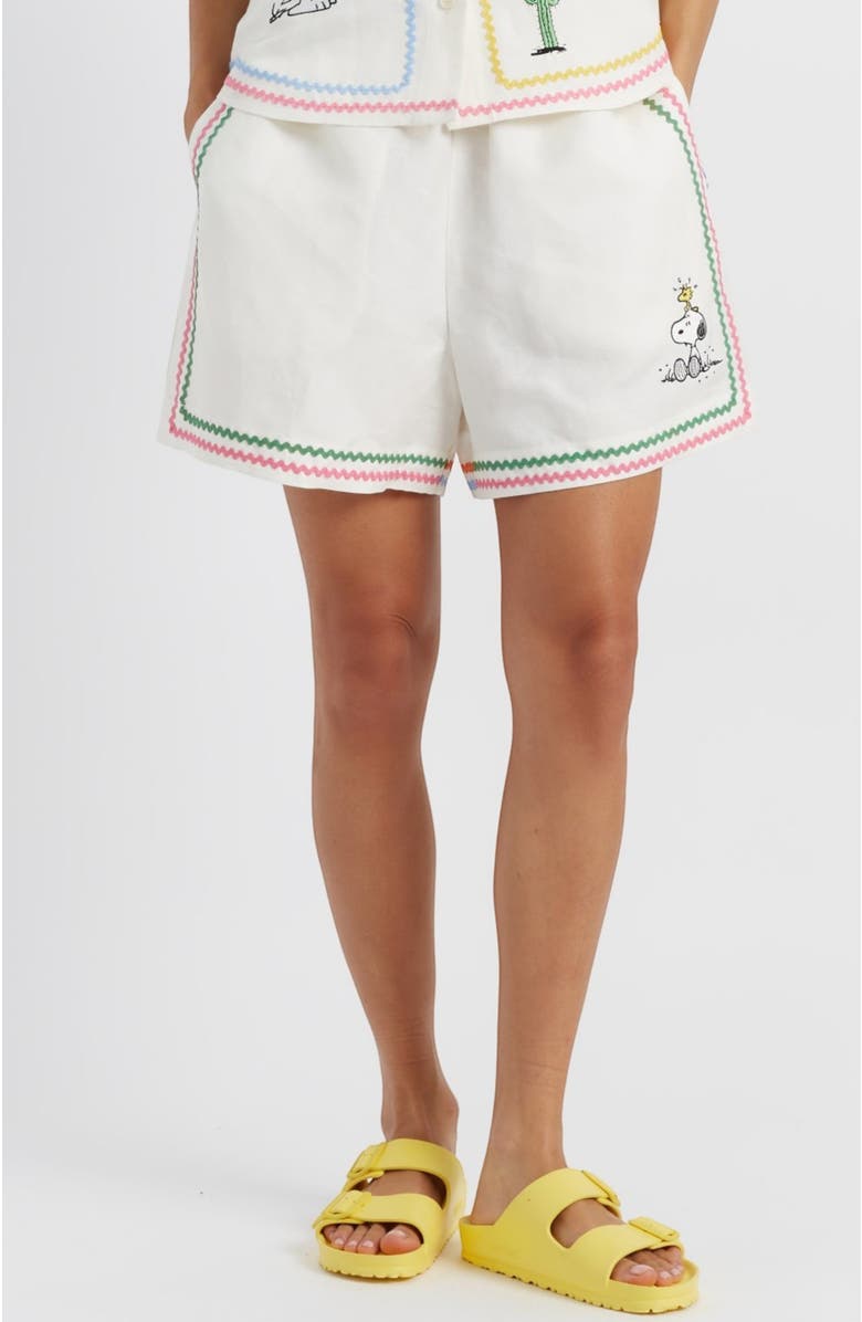 Chinti & Parker Linen-Cotton Peanuts Vacation Shorts, Main, color, Cream