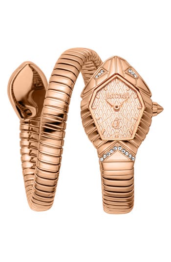Just Cavalli Snake Bracelet Watch, 22mm X 35mm In Gold