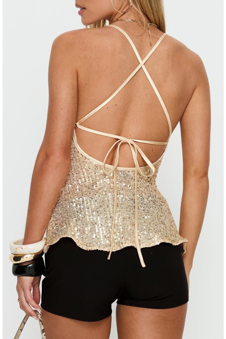Opaline Sequin Strappy Camisole, Alternate, color, GOLD