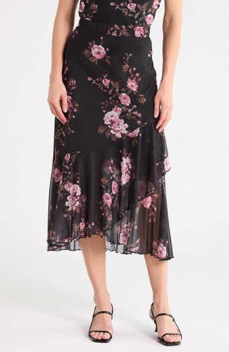 Ruffle Hem Mesh Skirt