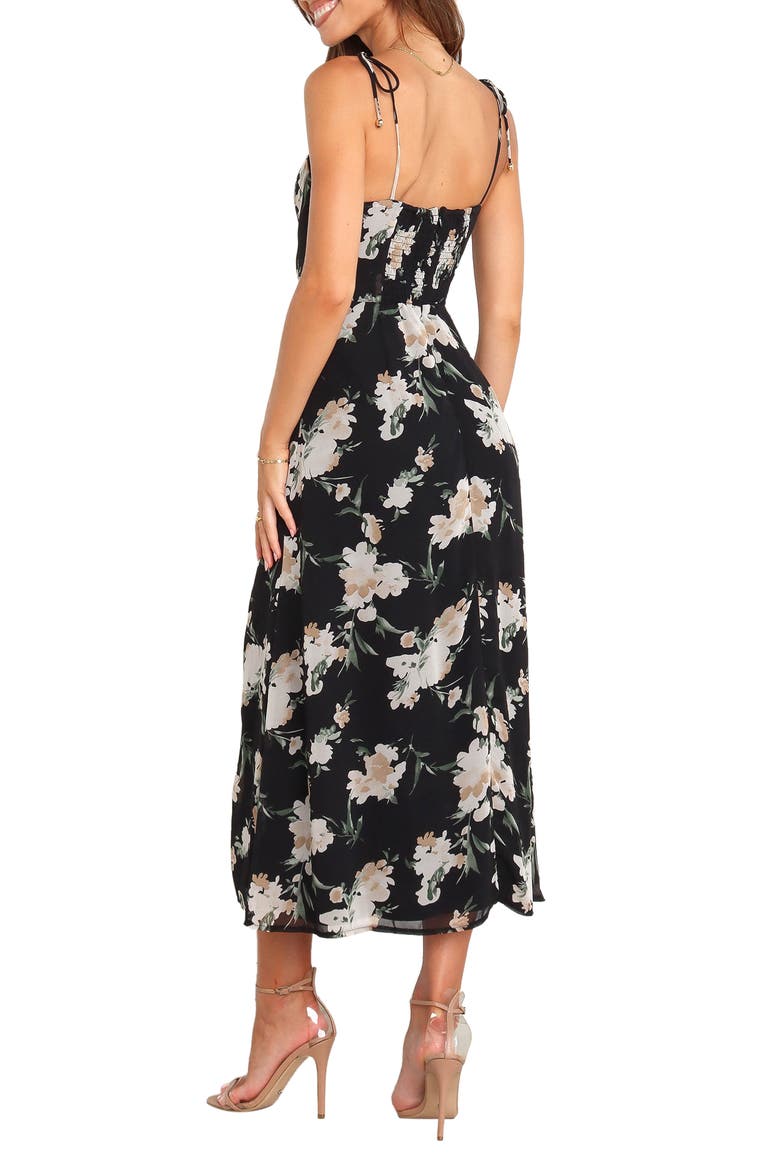 Meg Floral Print Bustier Dress, Alternate, color, BLACK