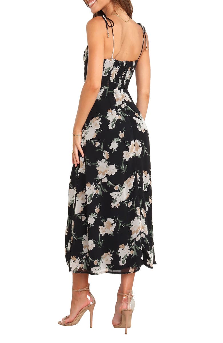 Petal & Pup Meg Floral Print Bustier Dress, Alternate, color, Black