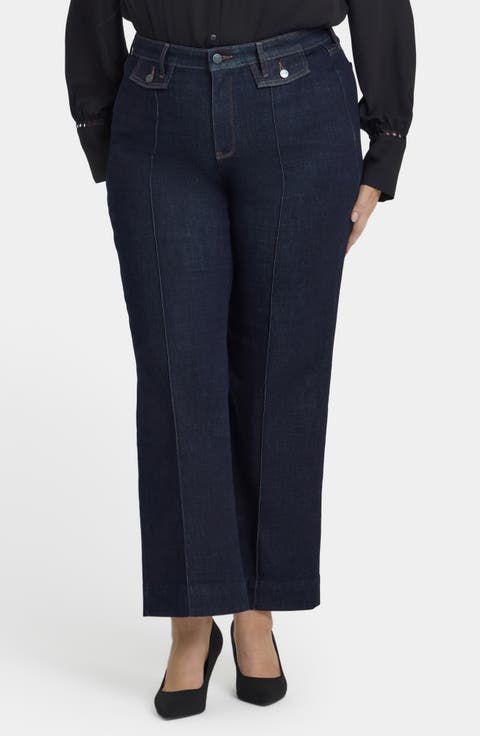 Teresa Slit Hem Wide Leg Jeans (Plus)