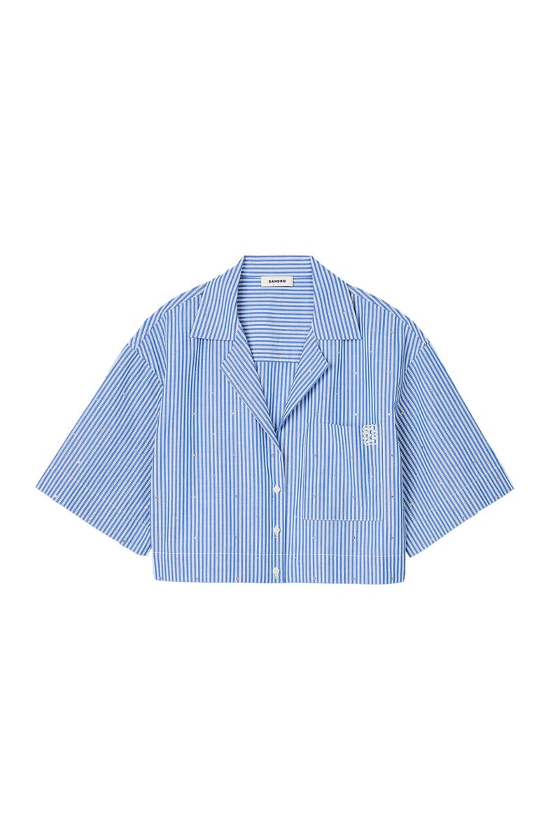 SANDRO Short-sleeved rhinestone shirt, Alternate, color, 