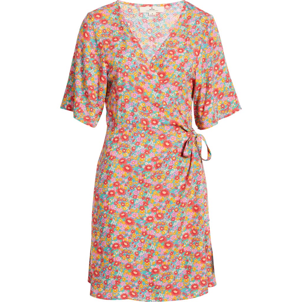 Rip Curl Las Dalias Ditsy Wrap Dress In Blue