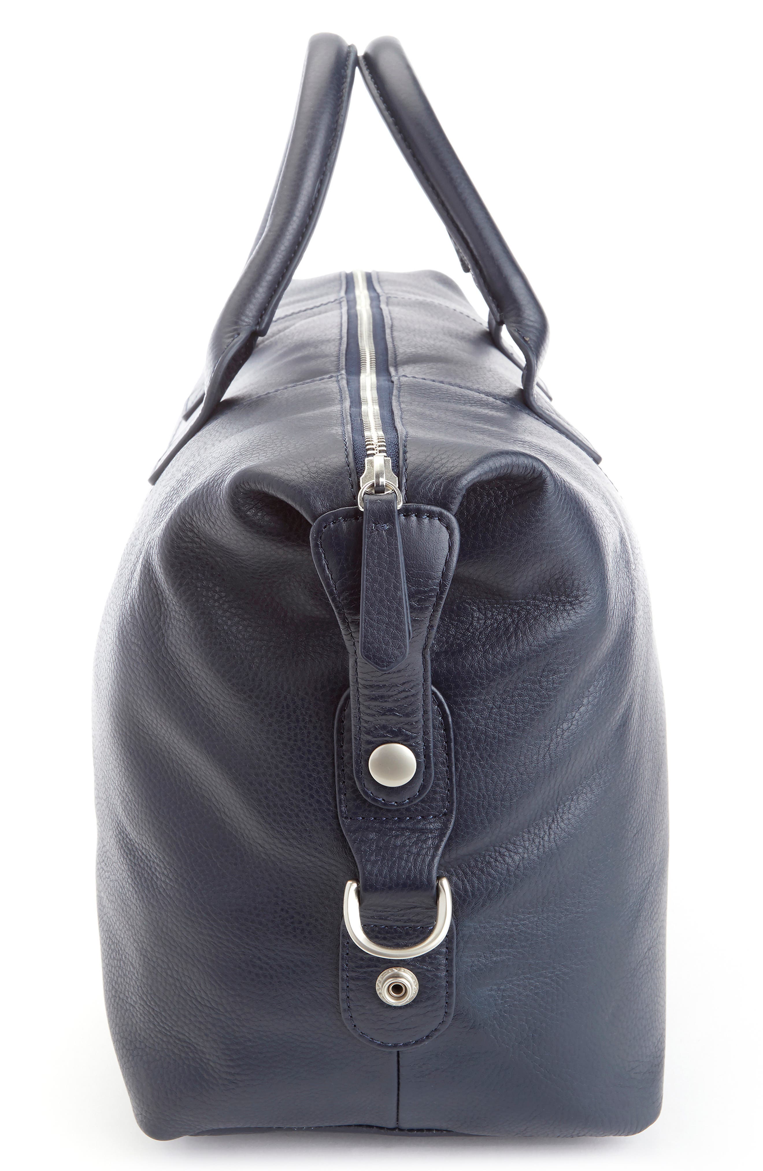 Leather Duffle Bag, Alternate, color, NAVY BLUE