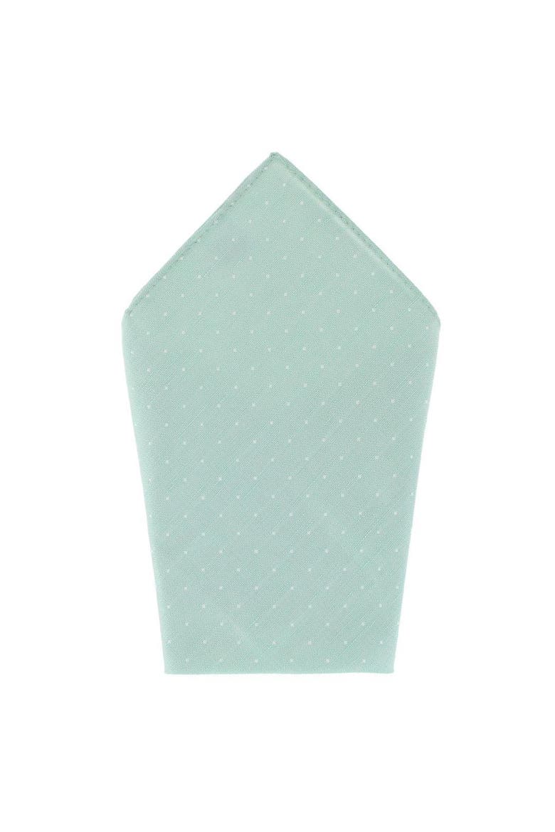 Churchill Chambray 12-Inch Polka Dot Linen Blend Pocket Square, Main, color, Light Green with Polka Dots