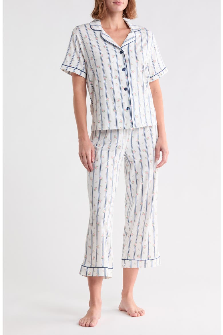 Floral Jersey Pajamas, Main, color, IVORY