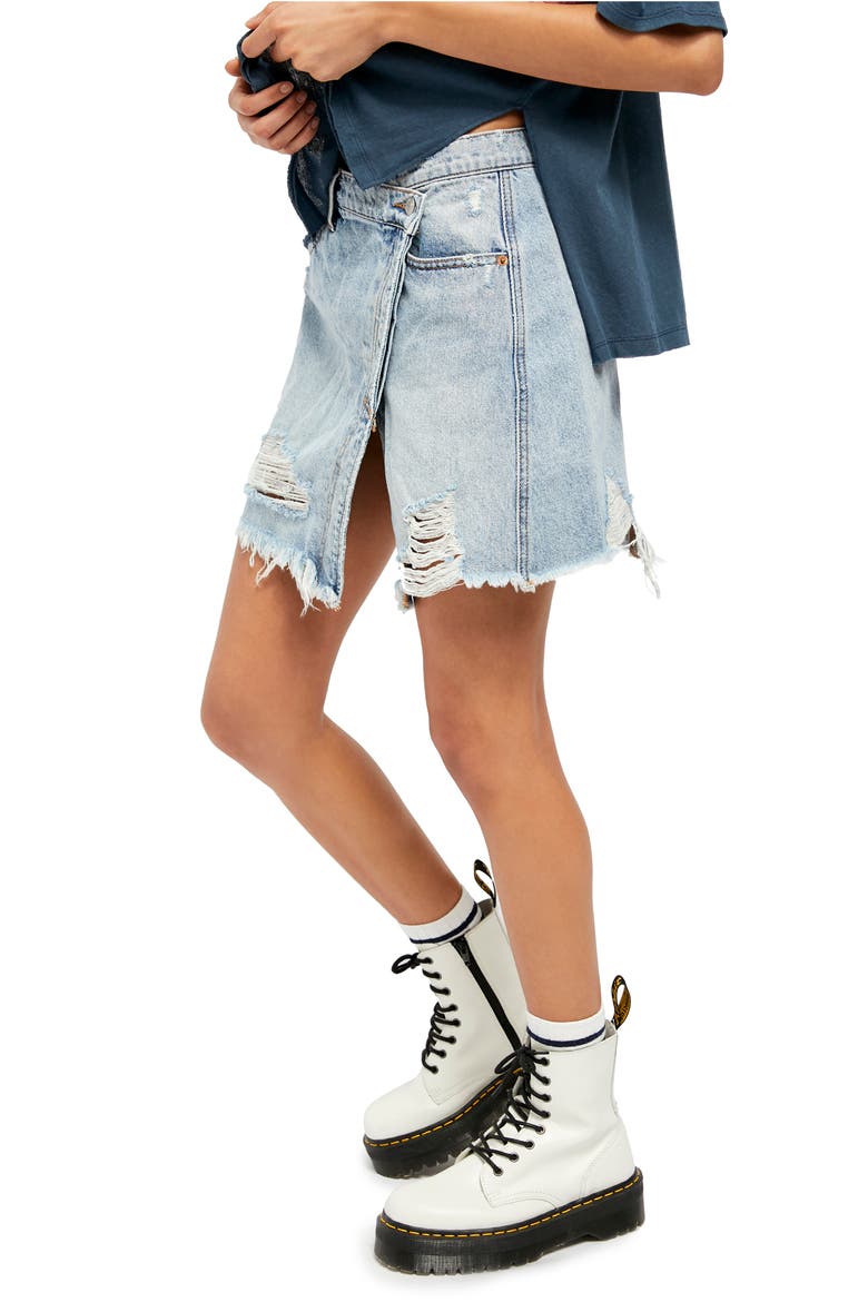 Parker Wrap Denim Miniskirt, Alternate, color, SURFS UP