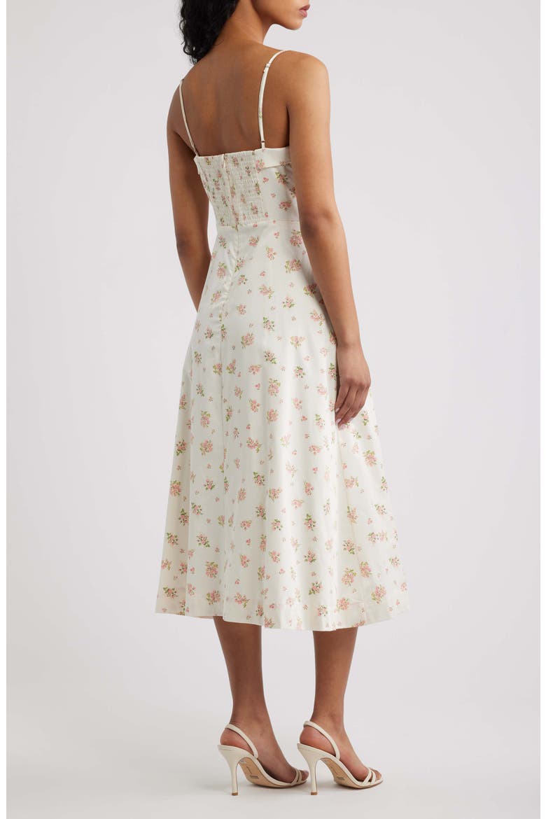 Ditsy Floral A-Line Midi Dress, Alternate, color, ECRU