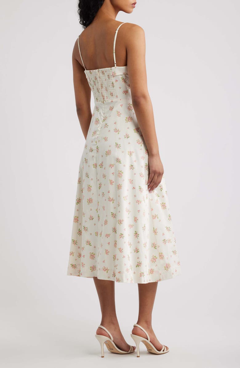 MANGO Ditsy Floral A-Line Midi Dress, Alternate, color, Ecru