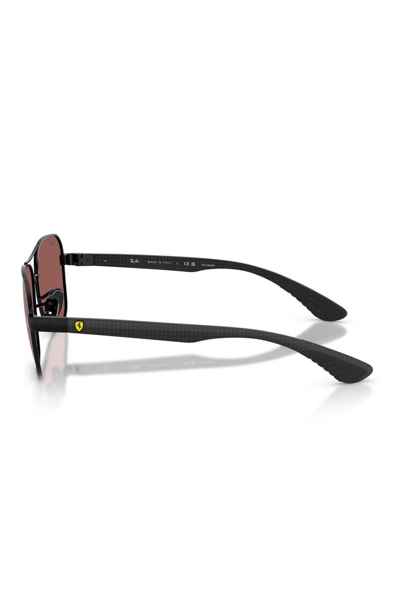 58mm Ferrari Polarized Square Sunglasses, Alternate, color, BLACK / PURPLE