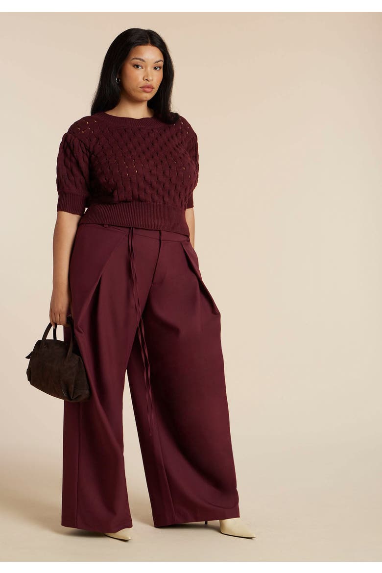 Bubble Stitch Sweater, Alternate, color, TAWNY PORT