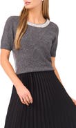 Halogen® Rhinestone Collar Short Sleeve Sweater