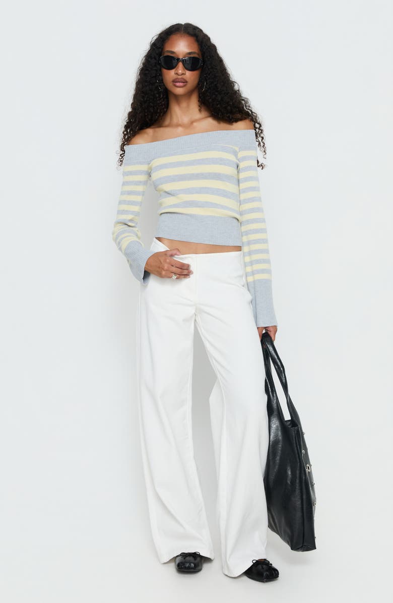 Princess Polly Hereos Mid Rise Baggy Wide Leg Jeans, Alternate, color, White