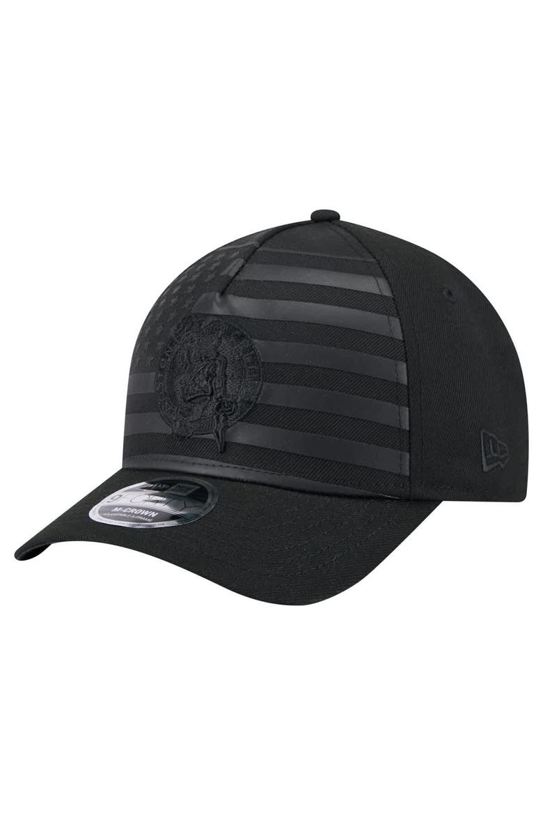 Men's New Era  Black Boston Celtics Game Day Flag A-Frame 9FORTY Adjustable Hat, Main, color, Black