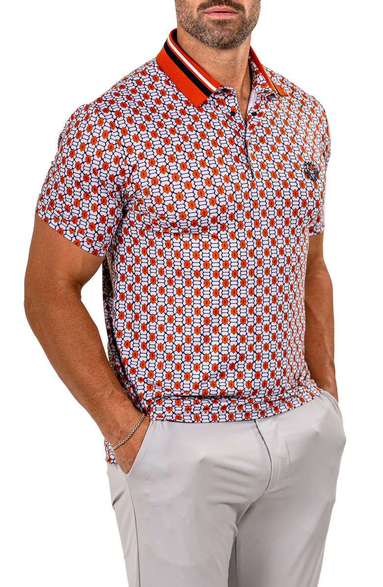 Maceoo Marthyr0027 Red Geo Print Golf Polo, Alternate, color, 