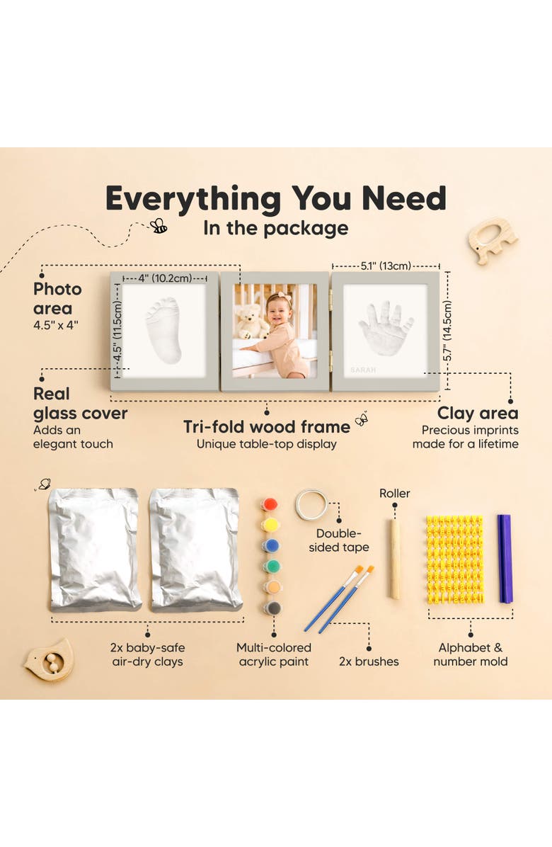 KeaBabies Fond Hand & Footprint Keepsake Frame, Alternate, color, Cloud Gray