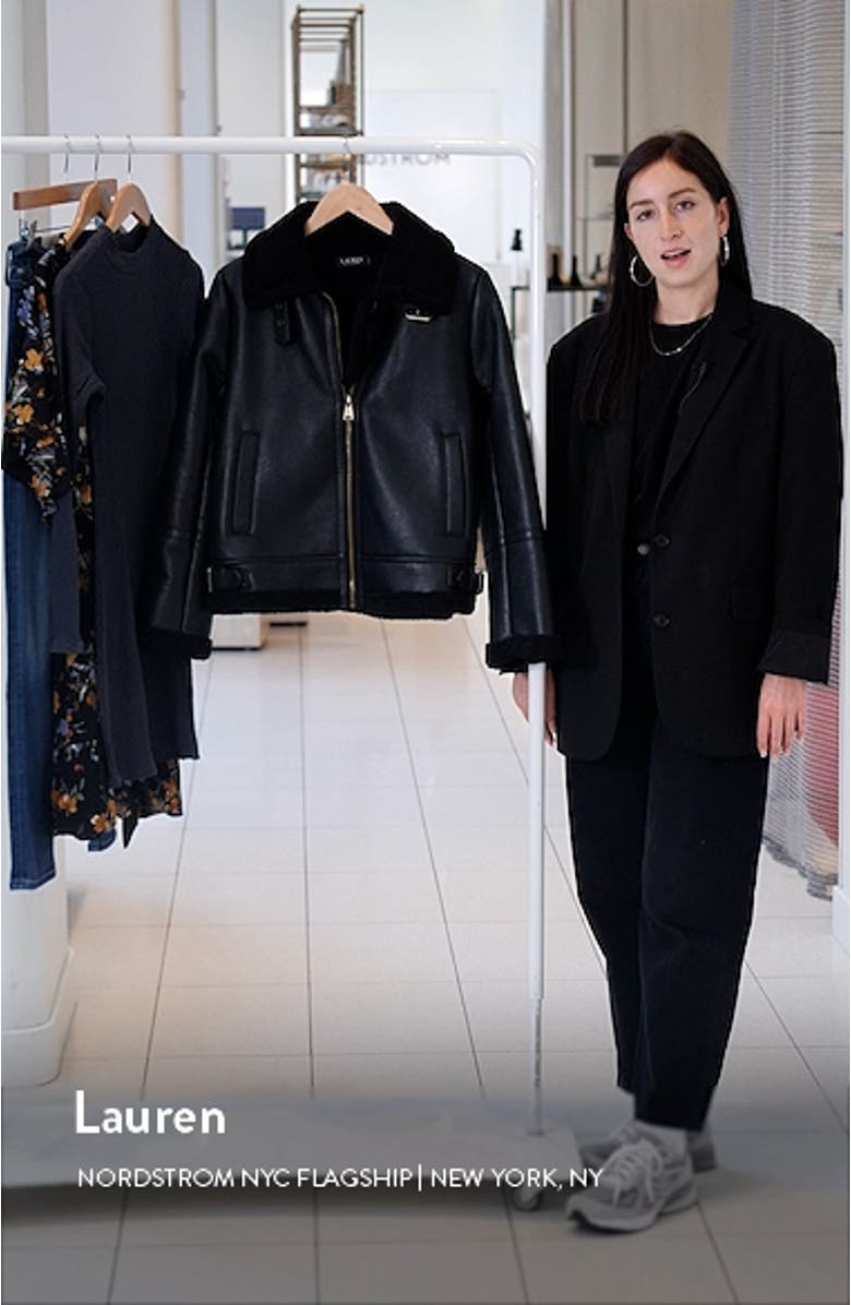 Faux Leather & Faux Shearling Bomber Jacket, sales video thumbnail
