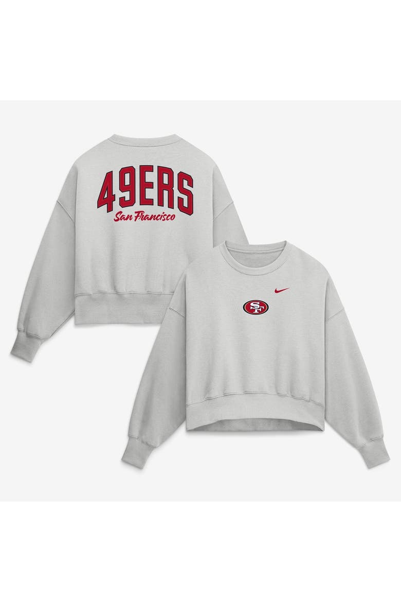 Women's Nike  Gray San Francisco 49ers Oversized Primetime Phoenix Fleece Sweatshirt, Main, color, Gray