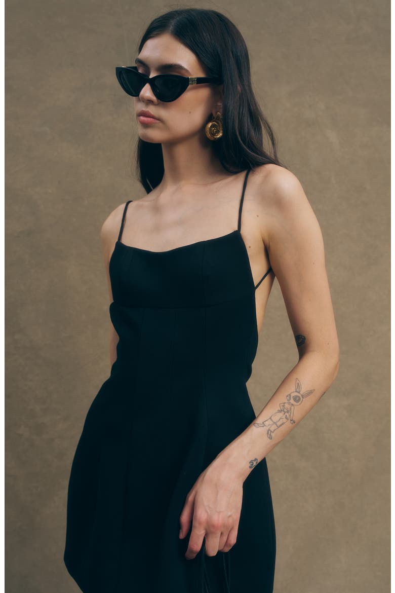 Rhea Scoop Back Ponte Minidress, Alternate, color, BLACK