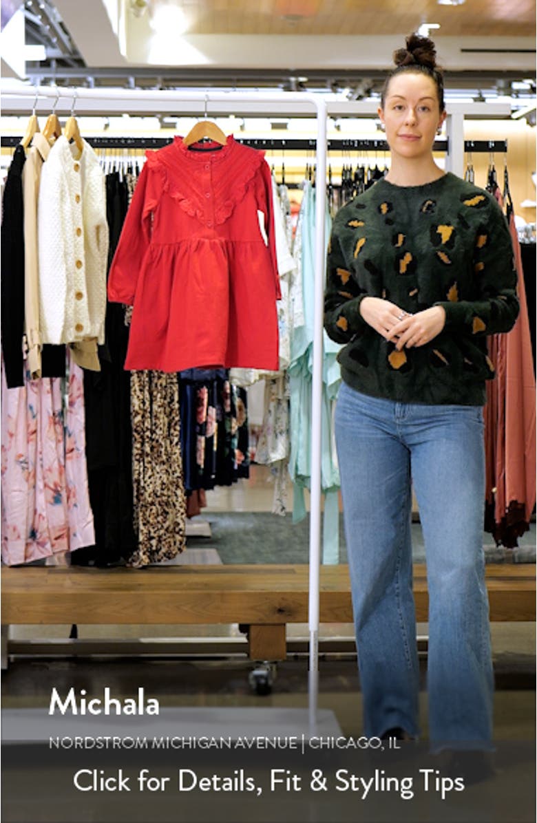 Kids' Ruffle Accent Long Sleeve Cotton Sweatshirt Dress, sales video thumbnail