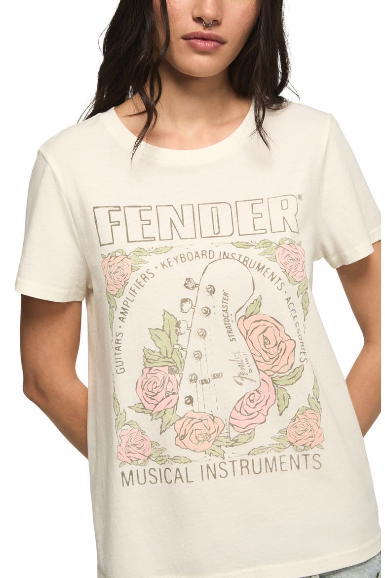 Fender Floral Cotton Graphic T-Shirt, Alternate, color, GARDENIA