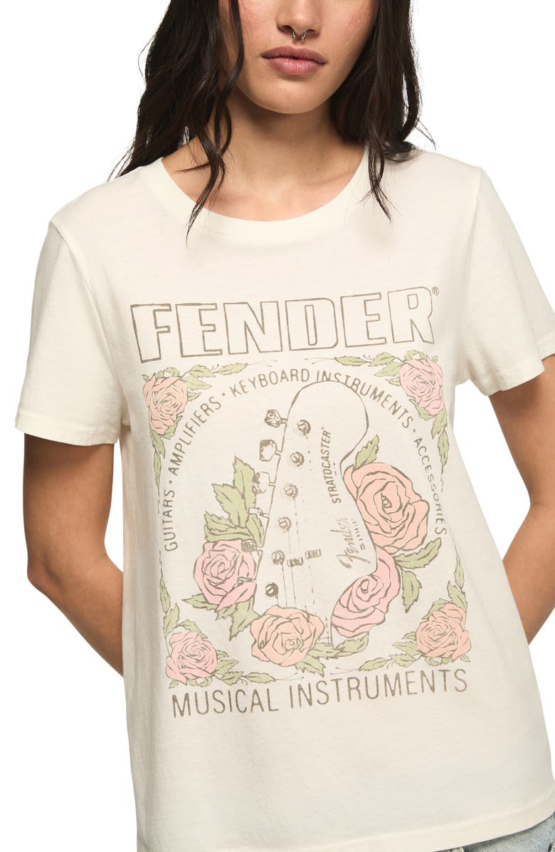 Lucky Brand Fender Floral Cotton Graphic T-Shirt, Alternate, color, Gardenia