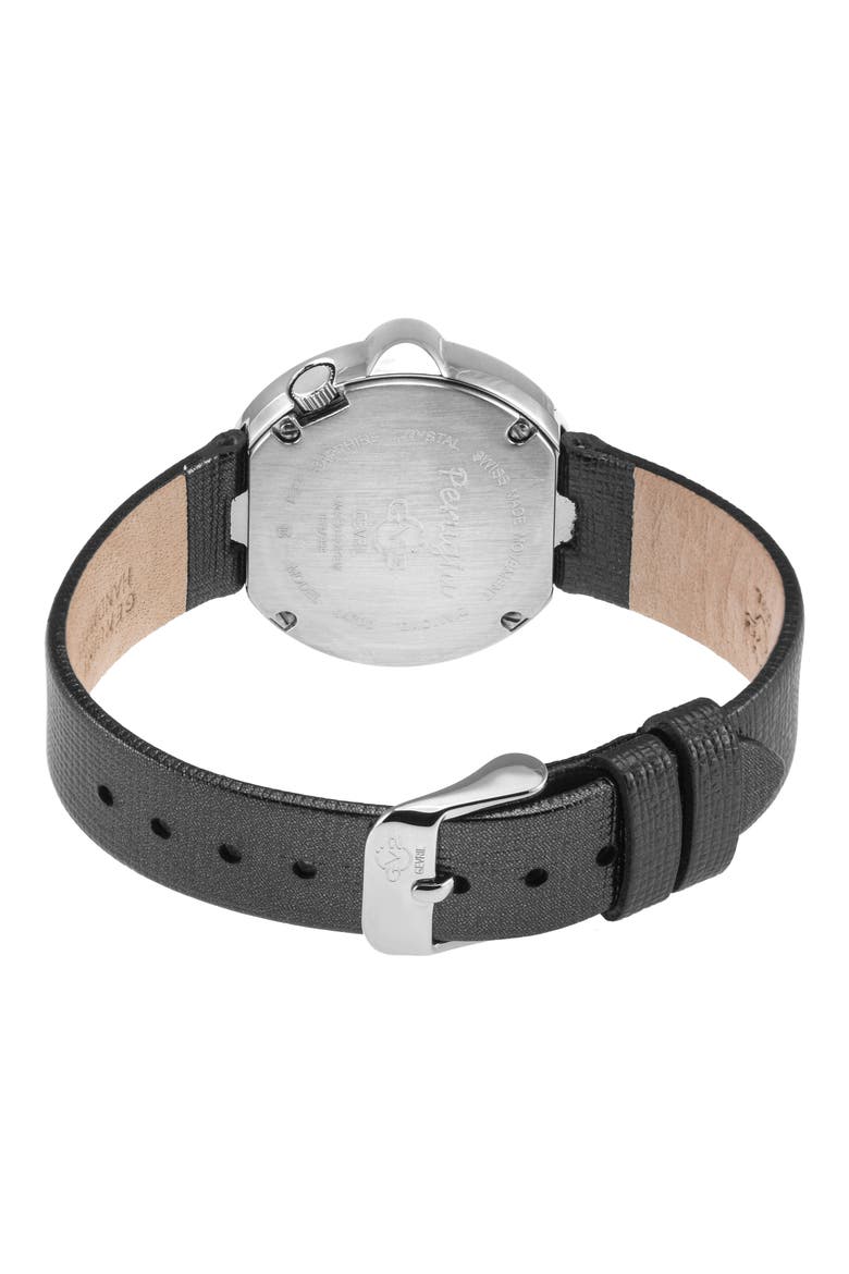 Perugia Diamond Leather Strap Watch, 33mm - 0.102ct., Alternate, color, GRAY