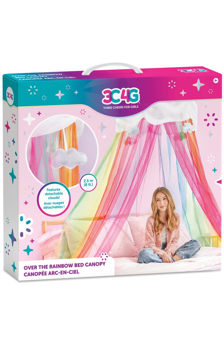 Three Cheers For Girls Over The Rainbow Bed Canopy, 8 Foot Height & 24 Inch Diameter, Main, color, Multicolored