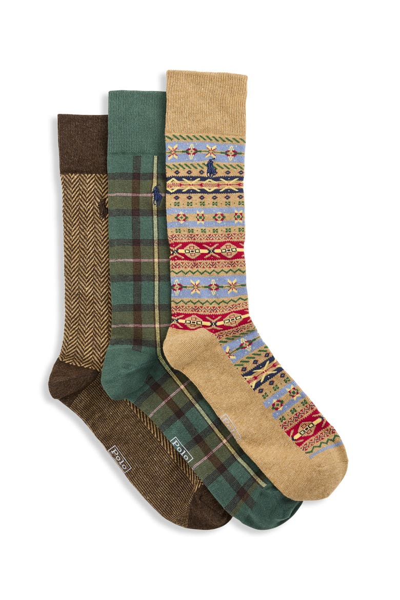 Big & Tall 3-pk Novelty Crew Socks, Main, color, MULTI