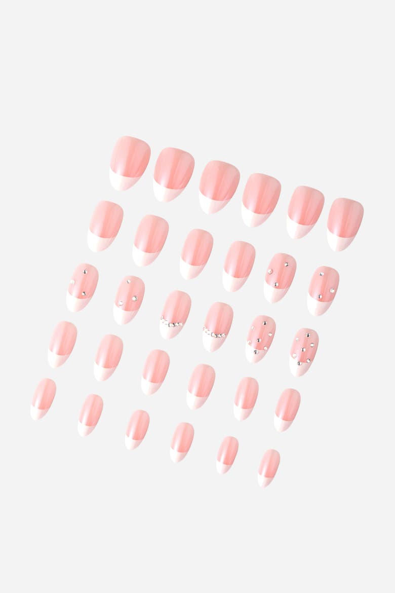 French But Make It Fabulous Short Almond Press on Nails, Alternate, color, Pink