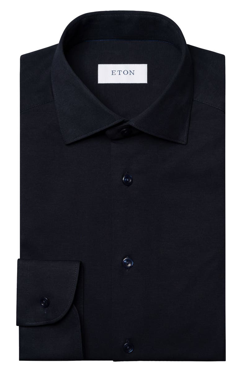 Eton Slim Fit Solid Navy 4Flex Stretch Jersey Dress Shirt, Alternate, color, Navy