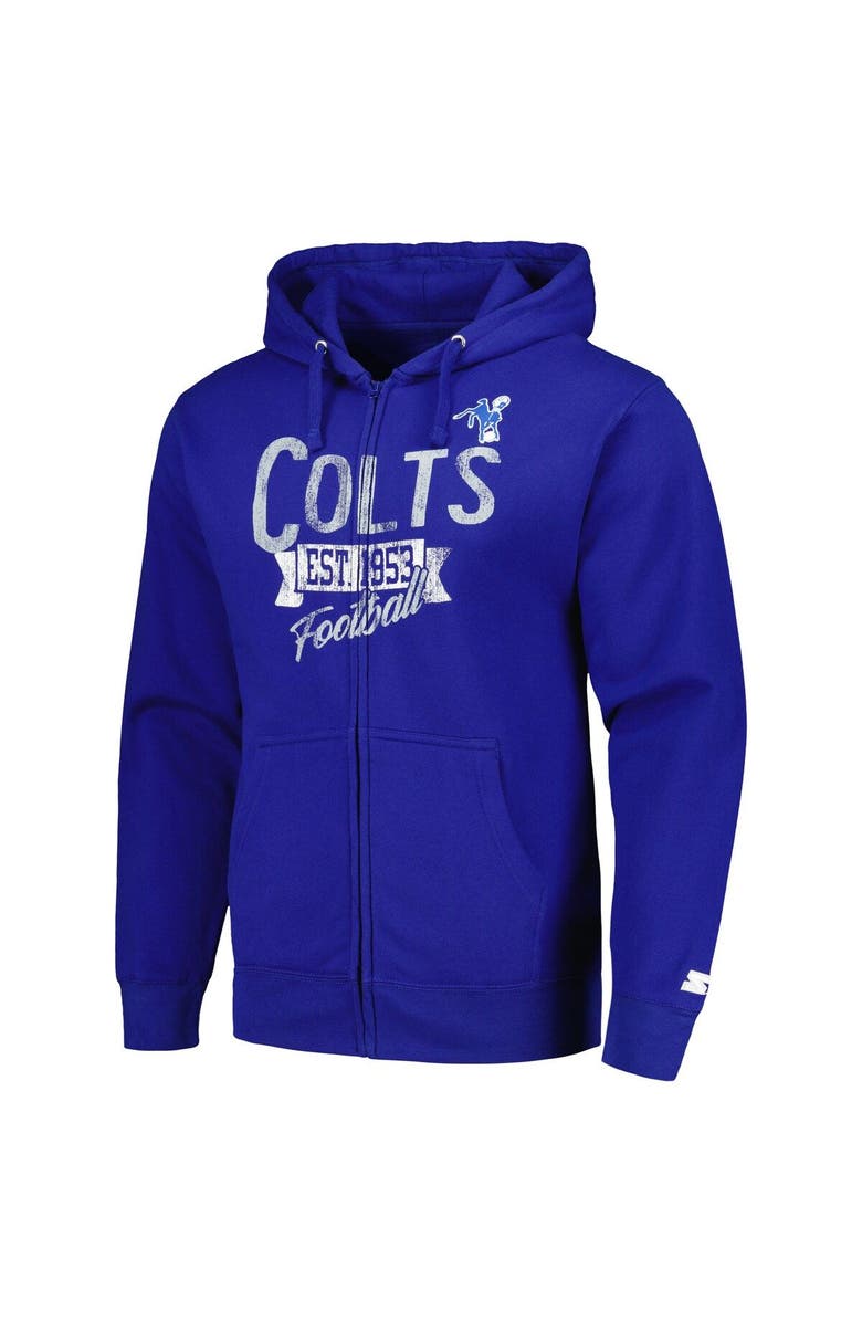 STARTER Men's Starter Royal Indianapolis Colts Gridiron Classics Post Season Full-Zip Hoodie, Alternate, color, Royal