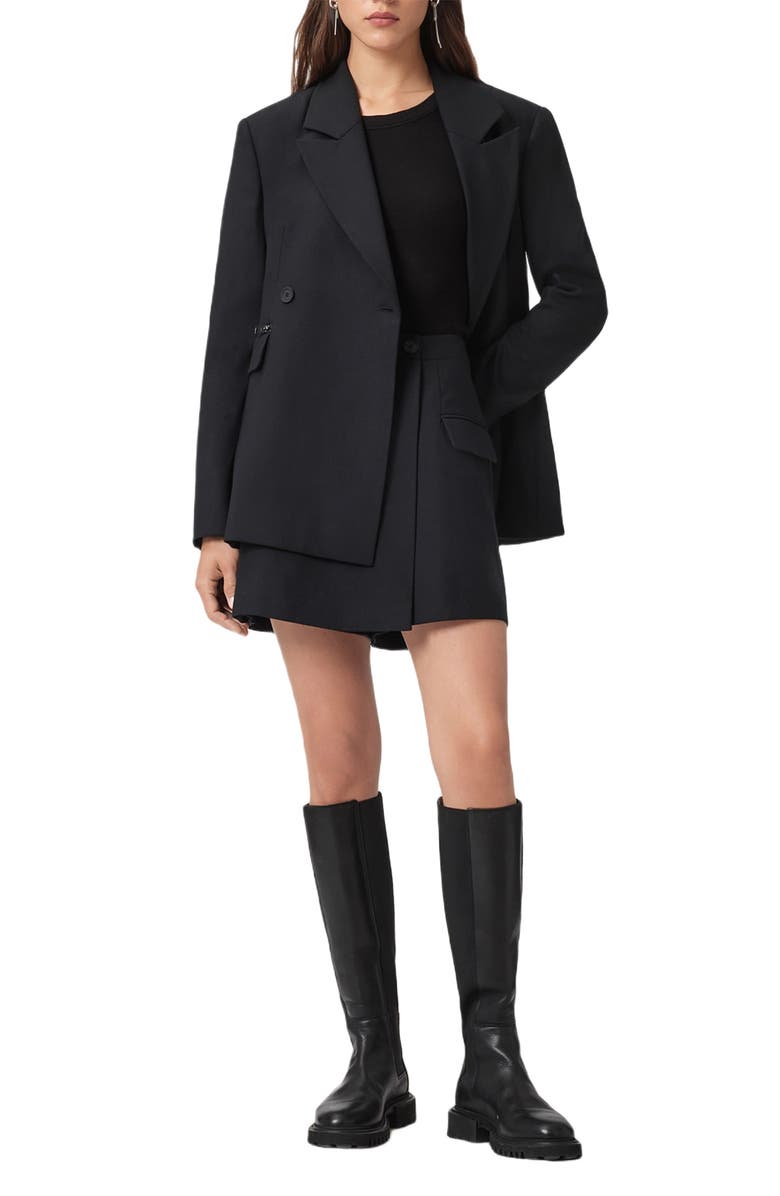 AllSaints Mimmie Wrap Skort, Alternate, color, Black