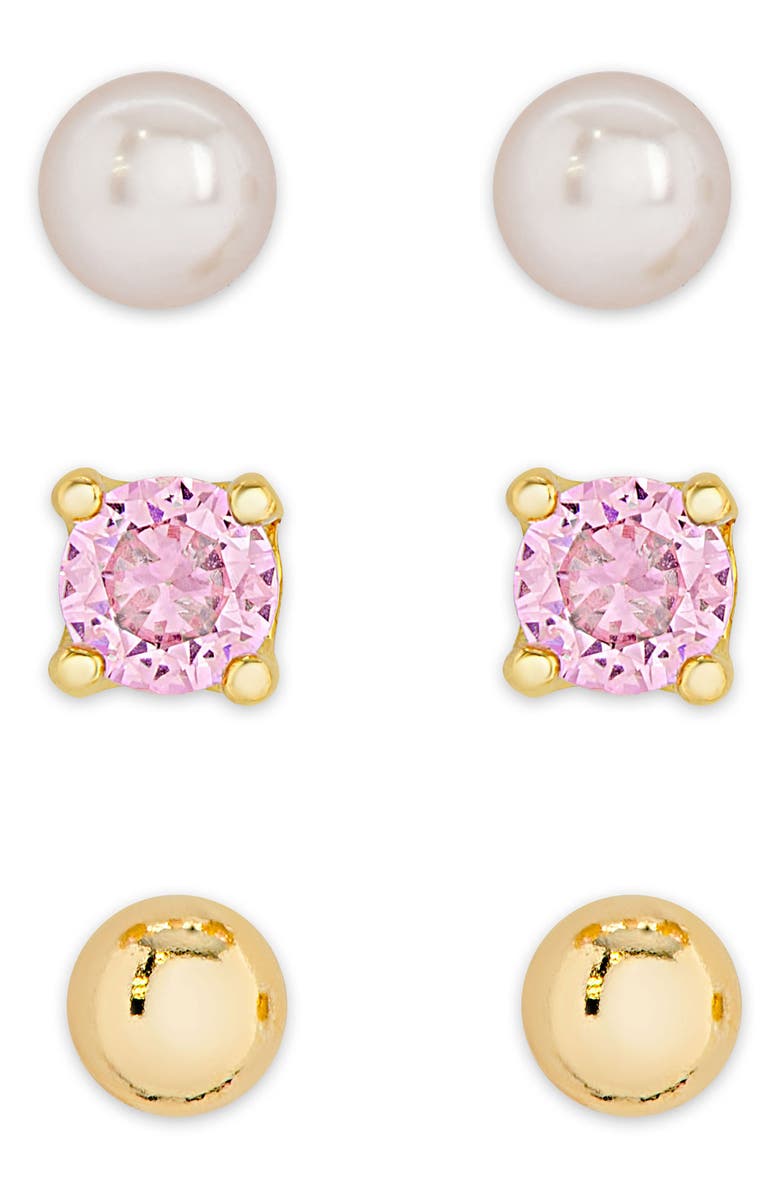Lily Nily Kids' Set of 3 Assorted Stud Earrings, Main, color, Gold