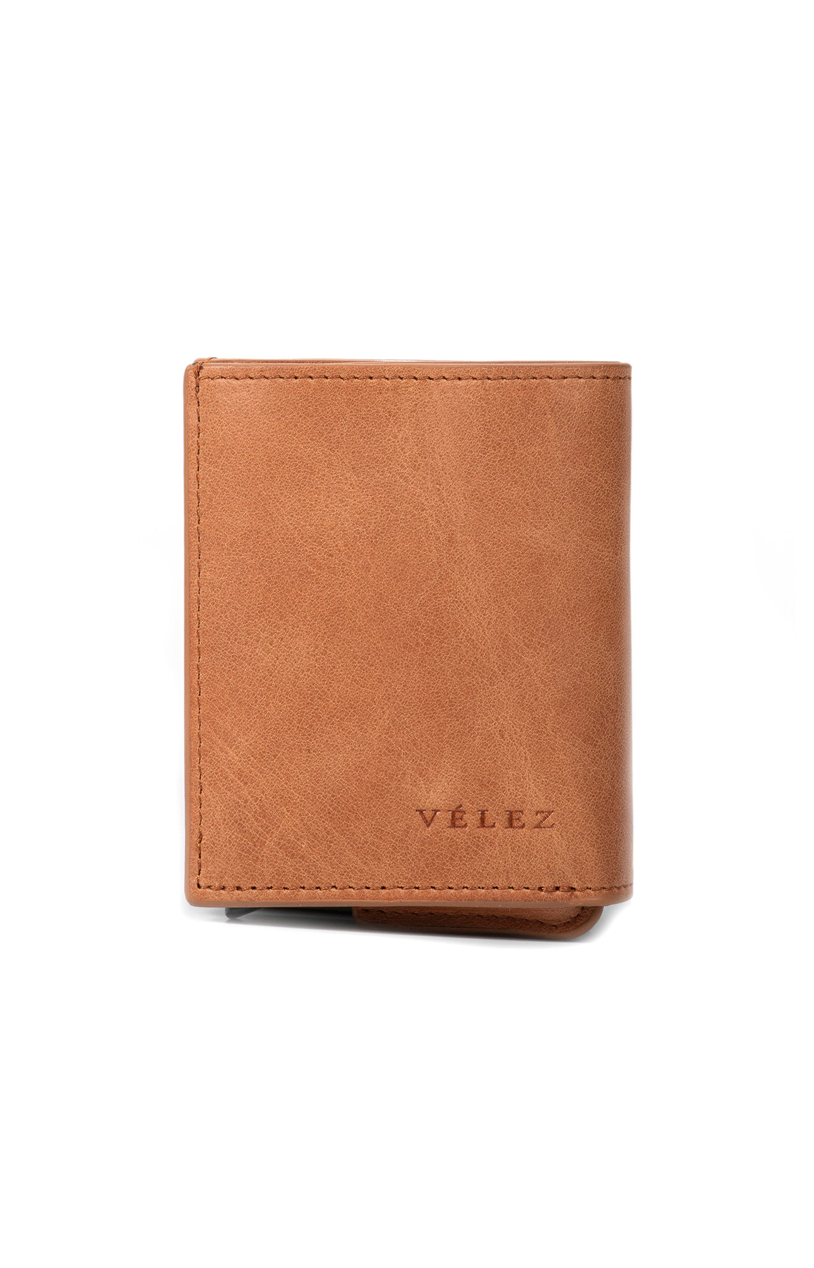 Velez Garry Tech Leather Card Holder in Brown 