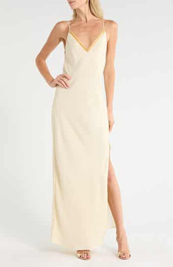 Rissa Embroidered V-Neck Slipdress