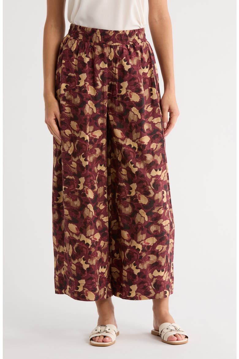 Skyrise Print Crop Wide Leg Pants, Main, color, SYRAH/ VINTAGE WALNUT